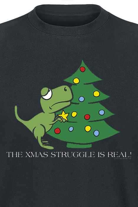 T-Shirt Manches courtes Fun de Slogans - The Xmas Struggle Is Real - S à XXL - pour Homme - noir - Slogans - View 2