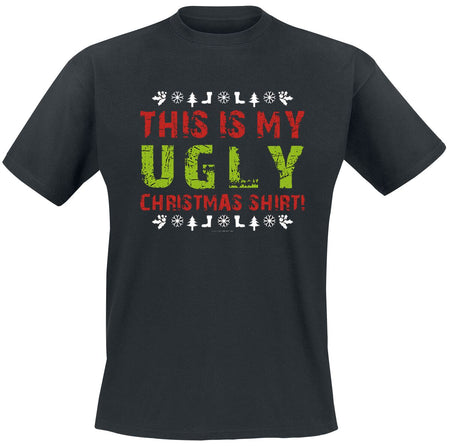 T-Shirt Manches courtes Fun de Slogans - This Is My Ugly Christmas Shirt! - S à XXL - pour Homme - noir - Slogans