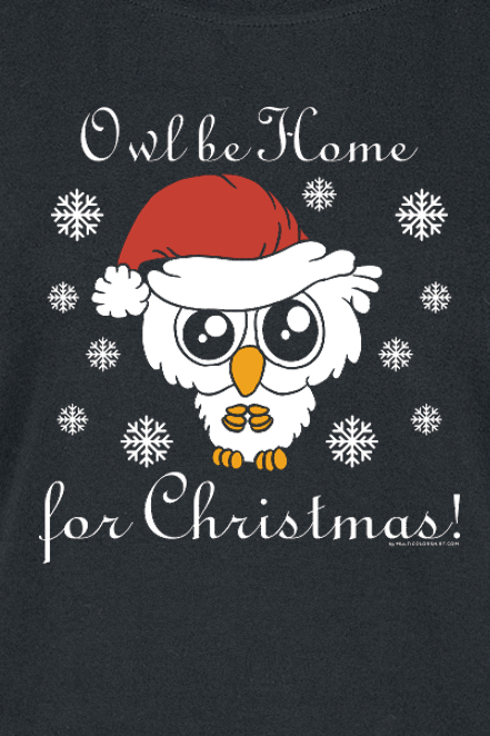T-Shirt Manches courtes Fun de Tierisch - Owl Be Home For Christmas - S à XXL - pour Femme - noir - Tierisch - View 2