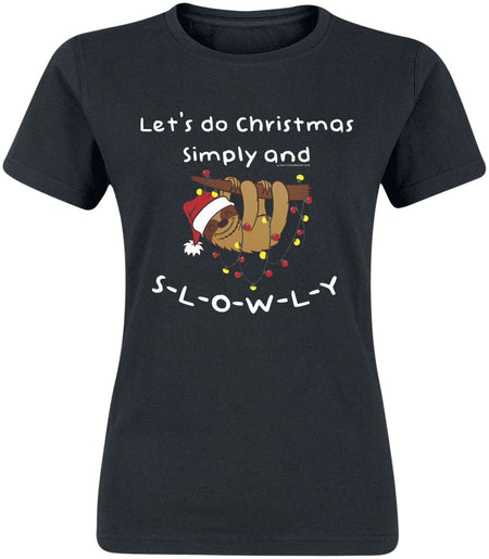 T-Shirt Manches courtes Fun de Tierisch - Christmas Slowly - S à XXL - pour Femme - noir - Tierisch
