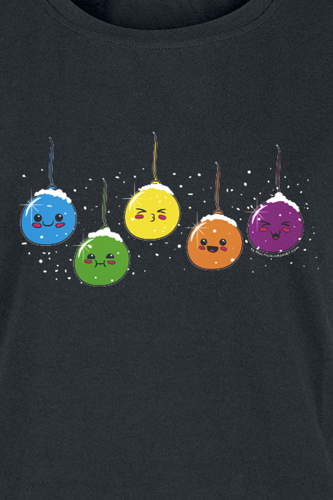 T-Shirt Manches courtes Fun de Slogans - Boules de Noël - S à XXL - pour Femme - noir - Slogans - View 2