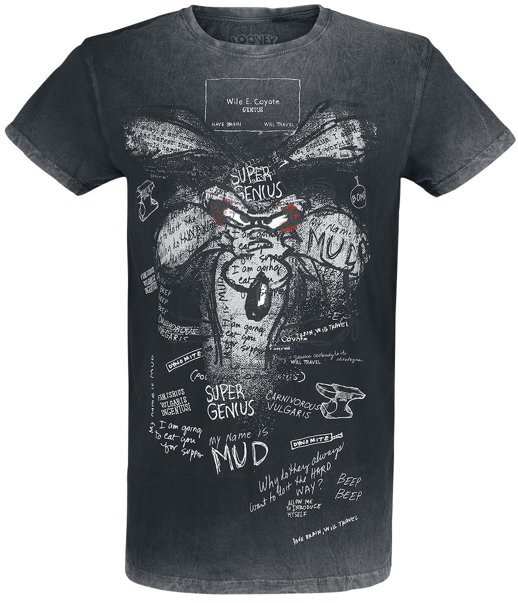 T-Shirt Manches courtes  de Looney Tunes - Vil Coyote - Inner Thoughts - S à 4XL - pour Homme - noir - Looney Tunes