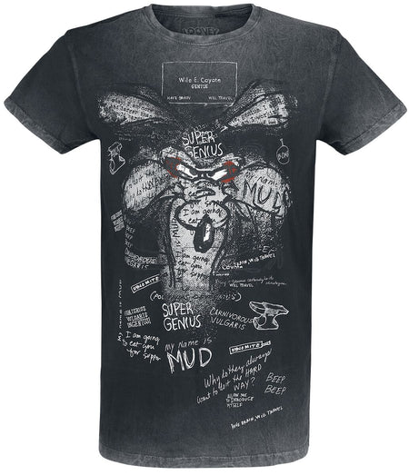 T-Shirt Manches courtes  de Looney Tunes - Vil Coyote - Inner Thoughts - S à 4XL - pour Homme - noir - Looney Tunes