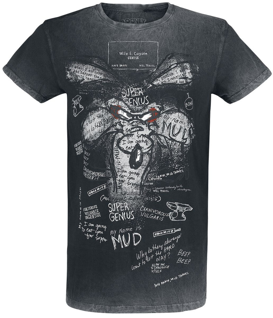 T-Shirt Manches courtes  de Looney Tunes - Vil Coyote - Inner Thoughts - S à 4XL - pour Homme - noir - Looney Tunes