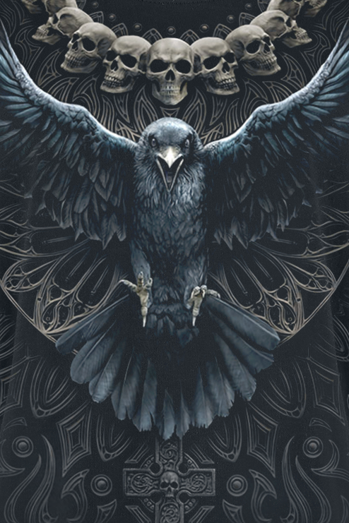 T-Shirt Manches courtes Gothic de Spiral - Raven Skull - S à XXL - pour Femme - noir - Spiral - View 2