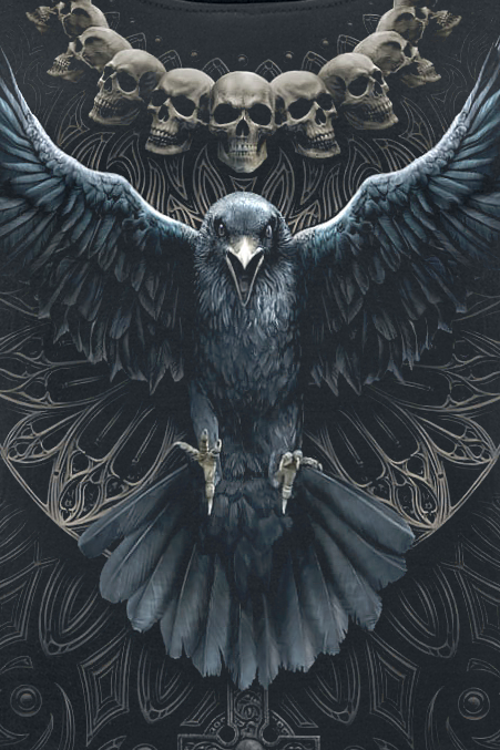 T-shirt manches longues Gothic de Spiral - Raven Skull - S à XXL - pour Femme - noir - Spiral - View 2