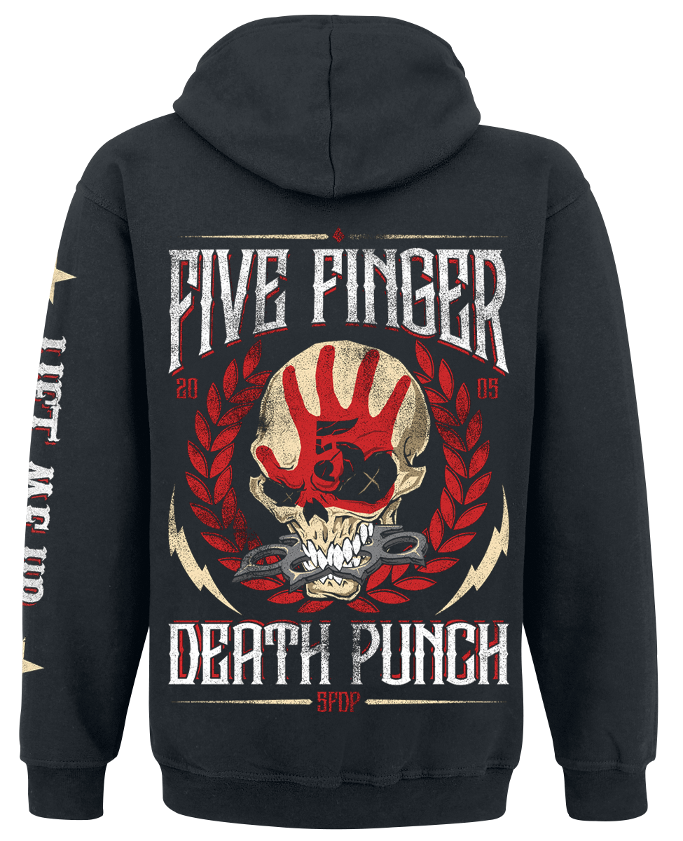 Sweat-shirt zippé à capuche  de Five Finger Death Punch - Laurel Emblem - S à M - pour Homme - noir - Five Finger Death Punch - View 2