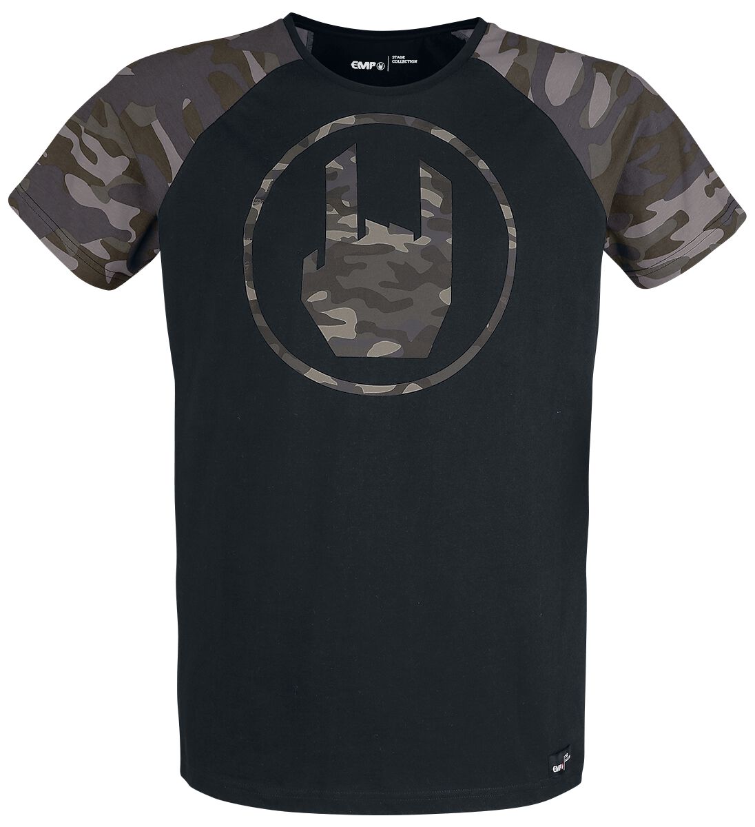 T-Shirt Manches courtes  de Collection EMP Stage - T-Shirt Noir  Imprimé Rockhand Camouflage - S à XL - pour Homme - noir - Collection EMP Stage