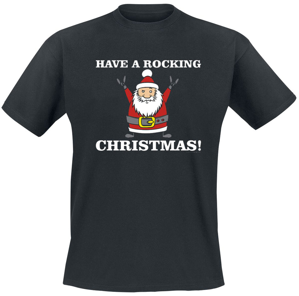 T-Shirt Manches courtes Fun de Slogans - Have A Rocking Christmas! - S à XXL - pour Homme - noir - Slogans