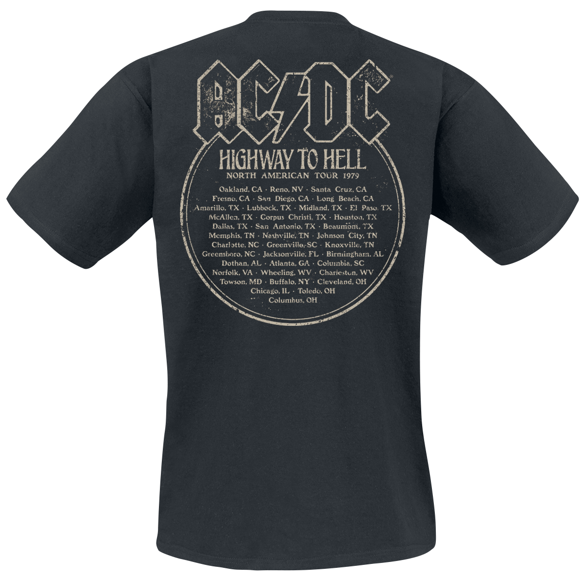 T-Shirt Manches courtes  de AC/DC - North American Tour 1979 - S à 5XL - pour Homme - noir - AC/DC - View 2