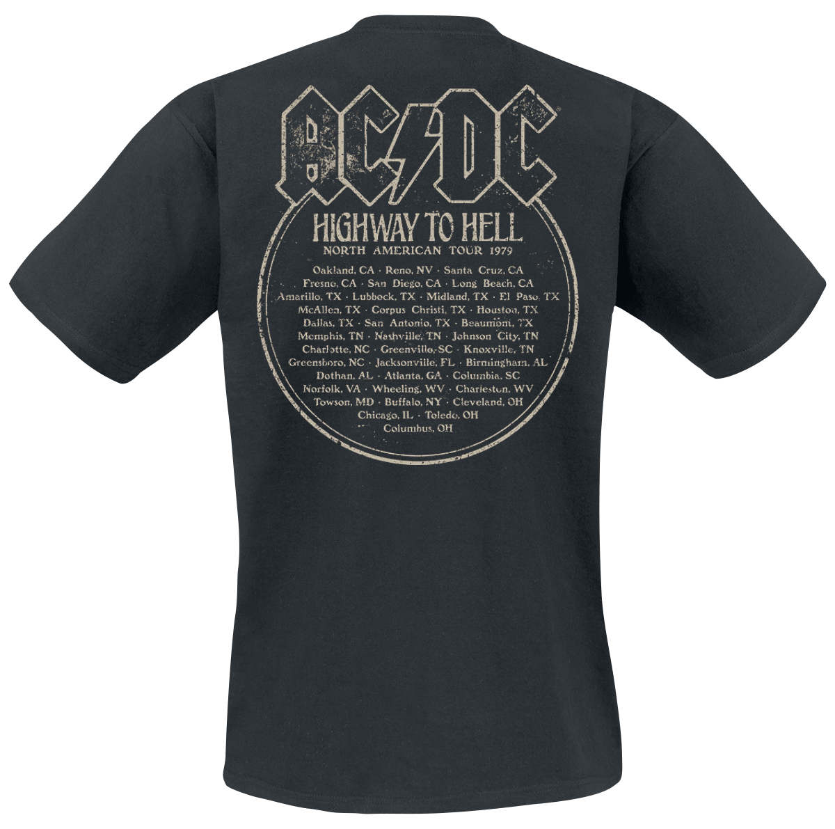 T-Shirt Manches courtes  de AC/DC - North American Tour 1979 - S à 5XL - pour Homme - noir - AC/DC - View 2