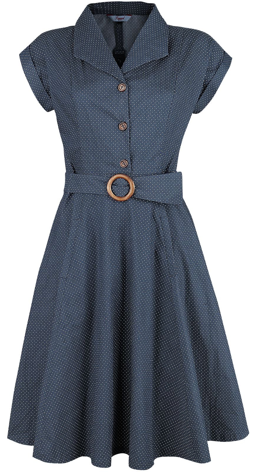 Robe mi-longue Rockabilly de Banned Retro - Robe Moulante Évasée Spot Perfection - XS à 4XL - pour Femme - marine - Banned Retro