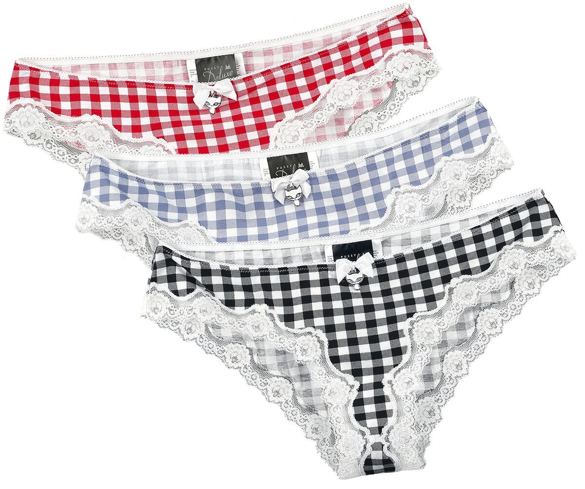 Lot de culottes  de Pussy Deluxe - Culottes À Carreaux - Lot De 3 - XS à XXL - pour Femme - multicolore - Pussy Deluxe