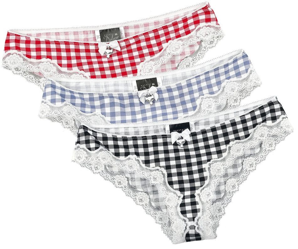 Lot de culottes  de Pussy Deluxe - Culottes À Carreaux - Lot De 3 - XS à XXL - pour Femme - multicolore - Pussy Deluxe