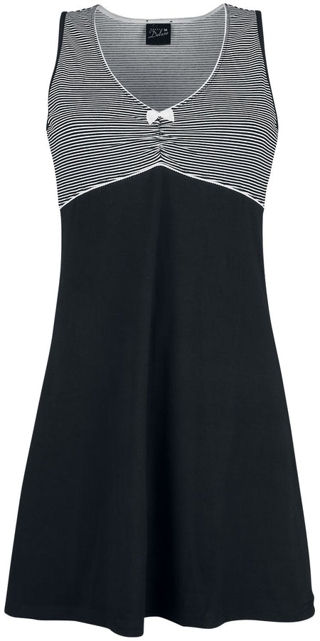 Robe mi-longue Rockabilly de Pussy Deluxe - Robe Mini Rayures - XS à S - pour Femme - noir/blanc - Pussy Deluxe