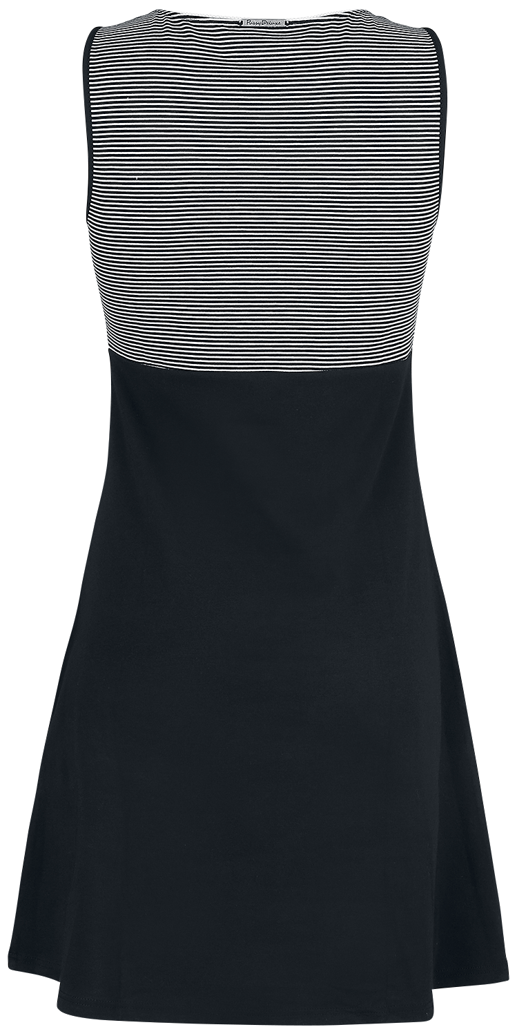 Robe mi-longue Rockabilly de Pussy Deluxe - Robe Mini Rayures - XS à XL - pour Femme - noir/blanc - Pussy Deluxe - View 2