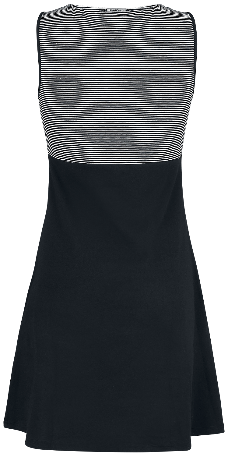 Robe mi-longue Rockabilly de Pussy Deluxe - Robe Mini Rayures - XS à S - pour Femme - noir/blanc - Pussy Deluxe - View 2