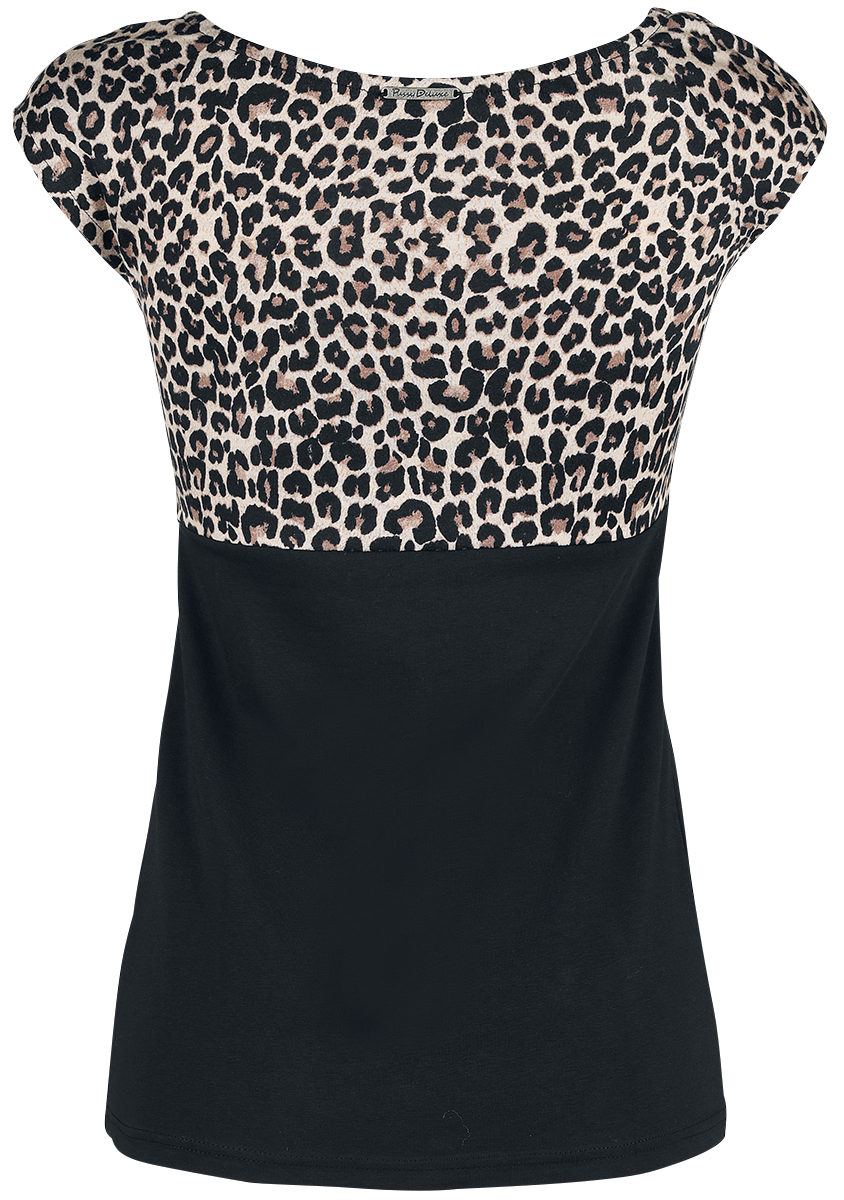 T-Shirt Manches courtes Rockabilly de Pussy Deluxe - T-Shirt Léopard Evie - XS à S - pour Femme - noir-léopard - Pussy Deluxe - View 2