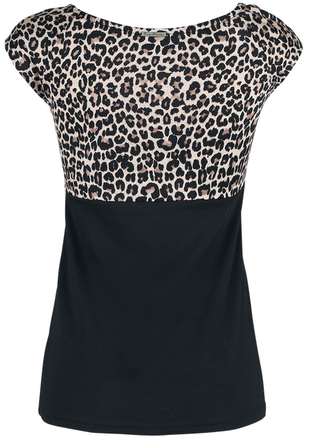 T-Shirt Manches courtes Rockabilly de Pussy Deluxe - T-Shirt Léopard Evie - XS à S - pour Femme - noir-léopard - Pussy Deluxe - View 2
