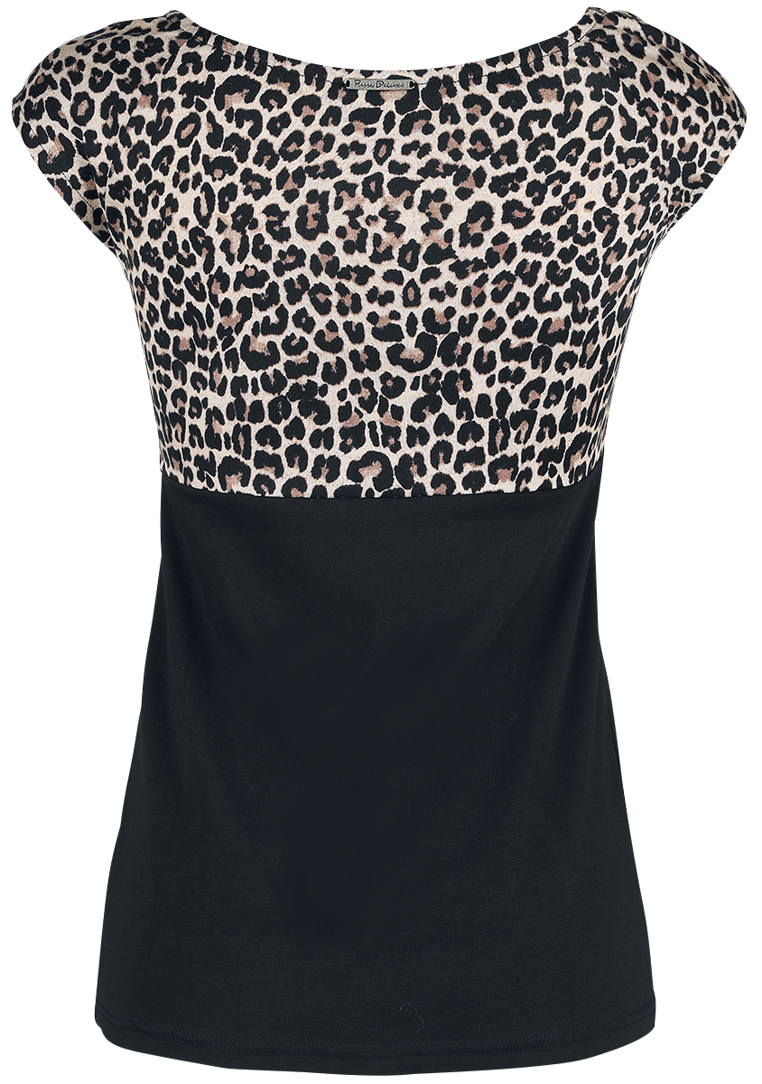 T-Shirt Manches courtes Rockabilly de Pussy Deluxe - T-Shirt Léopard Evie - XS à XXL - pour Femme - noir-léopard - Pussy Deluxe - View 2