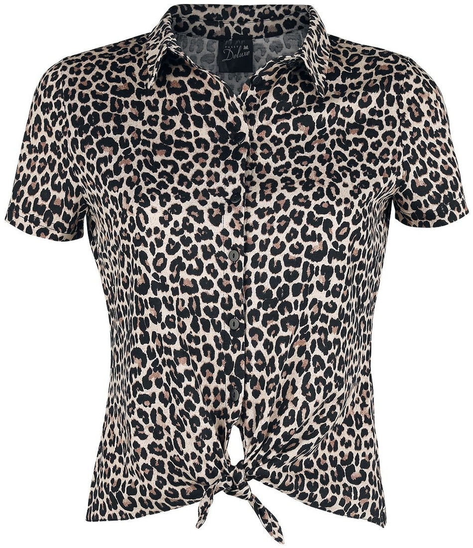 Chemisier Rockabilly de Pussy Deluxe - Chemisier Court Léopard - XS à XXL - pour Femme - léopard - Pussy Deluxe