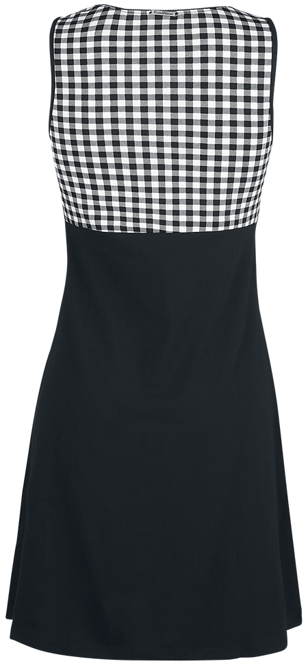 Robe mi-longue Rockabilly de Pussy Deluxe - Robe Vichy Cherry - XS à S - pour Femme - noir/blanc - Pussy Deluxe - View 2