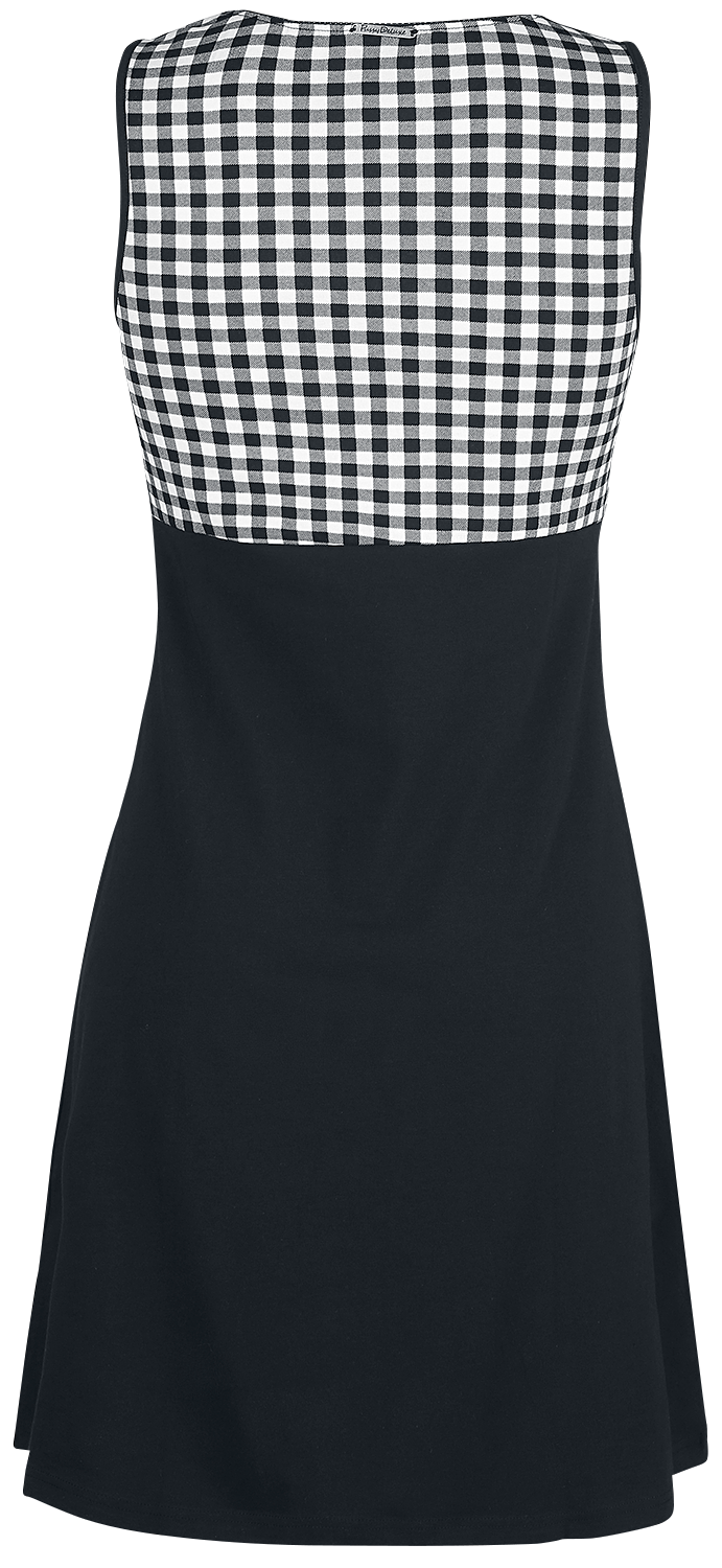 Robe mi-longue Rockabilly de Pussy Deluxe - Robe Vichy Cherry - XS à S - pour Femme - noir/blanc - Pussy Deluxe - View 2