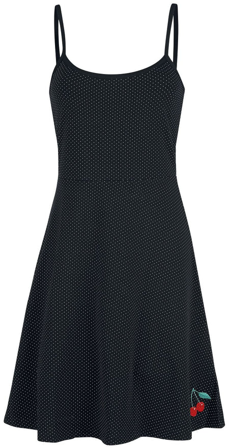 Robe mi-longue Rockabilly de Pussy Deluxe - Robe À Pois Cerises - XS à XL - pour Femme - noir/blanc - Pussy Deluxe