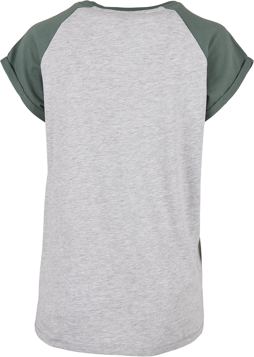 T-Shirt Manches courtes  de Urban Classics - T-shirt Manches Raglan Femme - XS à XL - pour Femme - gris chiné/vert - Urban Classics - View 2