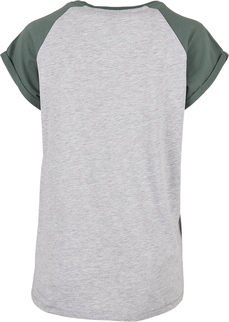 T-Shirt Manches courtes  de Urban Classics - T-shirt Manches Raglan Femme - XS à XL - pour Femme - gris chiné/vert - Urban Classics - View 2