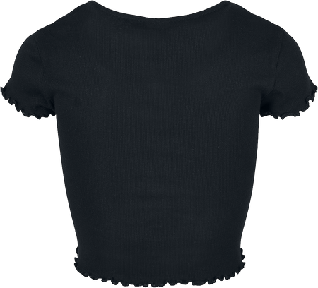T-Shirt Manches courtes  de Urban Classics - T-Shirt Rib Boutonné Crop - M à XL - pour Femme - noir - Urban Classics - View 2