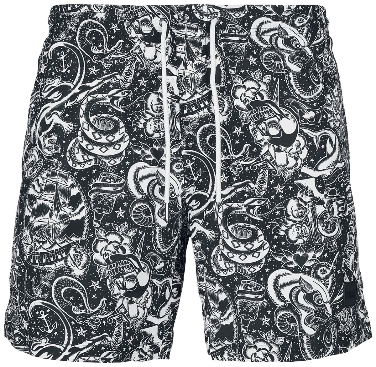 Short de bain  de Urban Classics - Short De Bain AOP Tattoo - S à XXL - pour Homme - noir - Urban Classics