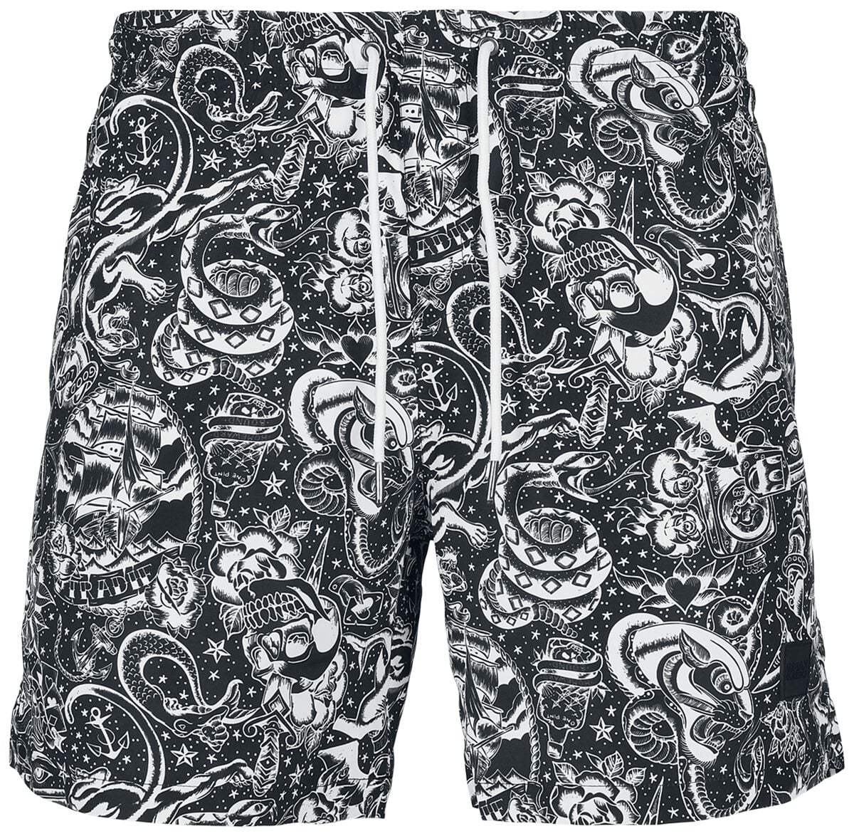 Short de bain  de Urban Classics - Short De Bain AOP Tattoo - S à XXL - pour Homme - noir - Urban Classics