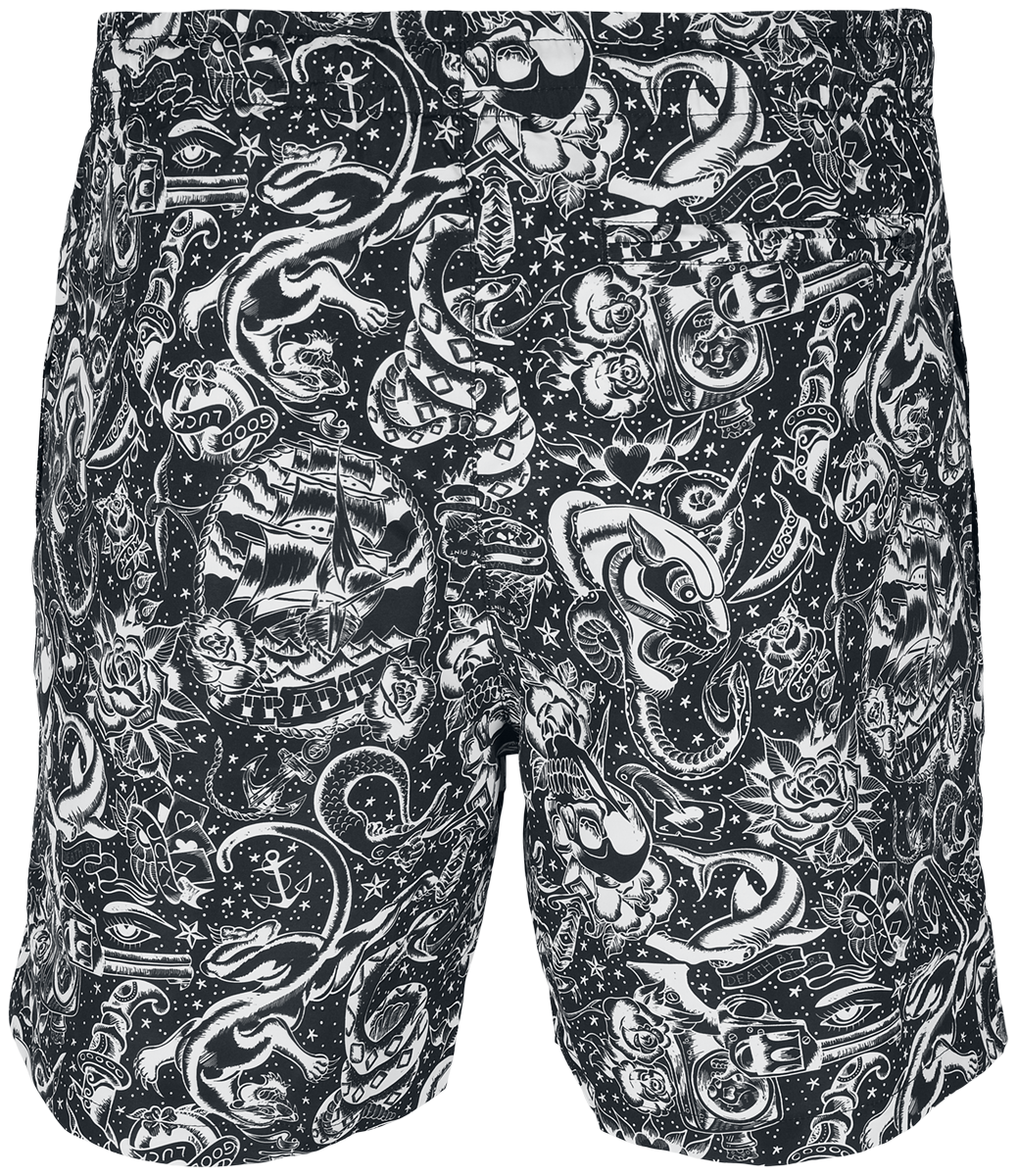 Short de bain  de Urban Classics - Short De Bain AOP Tattoo - S à XXL - pour Homme - noir - Urban Classics - View 2