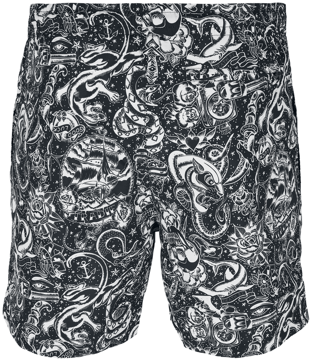 Short de bain  de Urban Classics - Short De Bain AOP Tattoo - S à XXL - pour Homme - noir - Urban Classics - View 2
