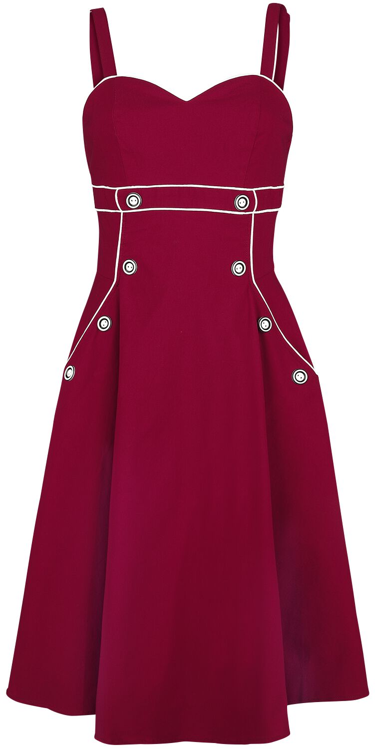 Robe mi-longue Rockabilly de Voodoo Vixen - Robe Rouge Claudia Seaside - XS à 4XL - pour Femme - rouge - Voodoo Vixen