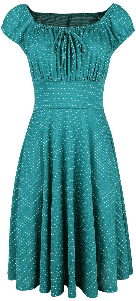 Robe mi-longue Rockabilly de Voodoo Vixen - Robe Plissée Tessy Verte - XS à 4XL - pour Femme - pétrole - Voodoo Vixen