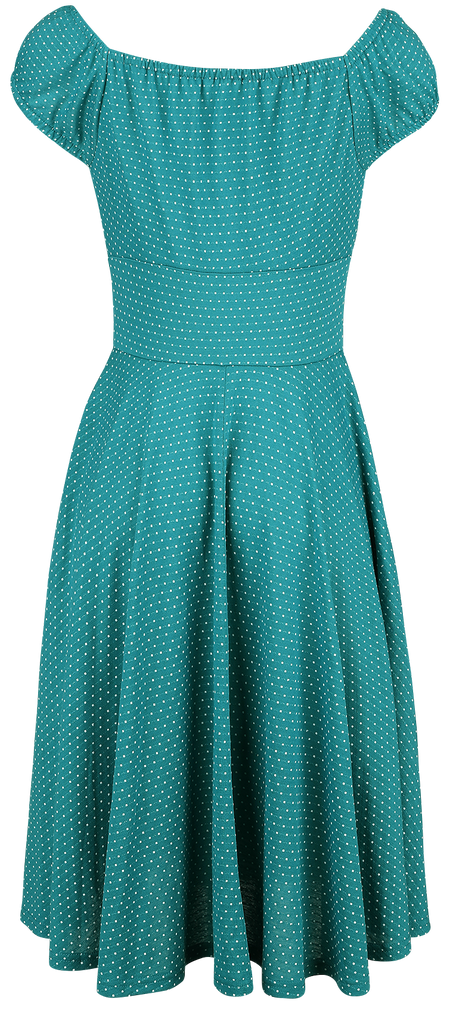 Robe mi-longue Rockabilly de Voodoo Vixen - Robe Plissée Tessy Verte - XS à 4XL - pour Femme - pétrole - Voodoo Vixen - View 2