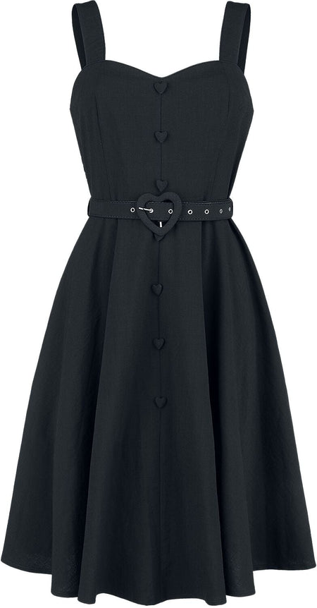 Robe courte Rockabilly de Voodoo Vixen - Robe Dos-Nu Frenchie Évasée - S à 4XL - pour Femme - noir - Voodoo Vixen