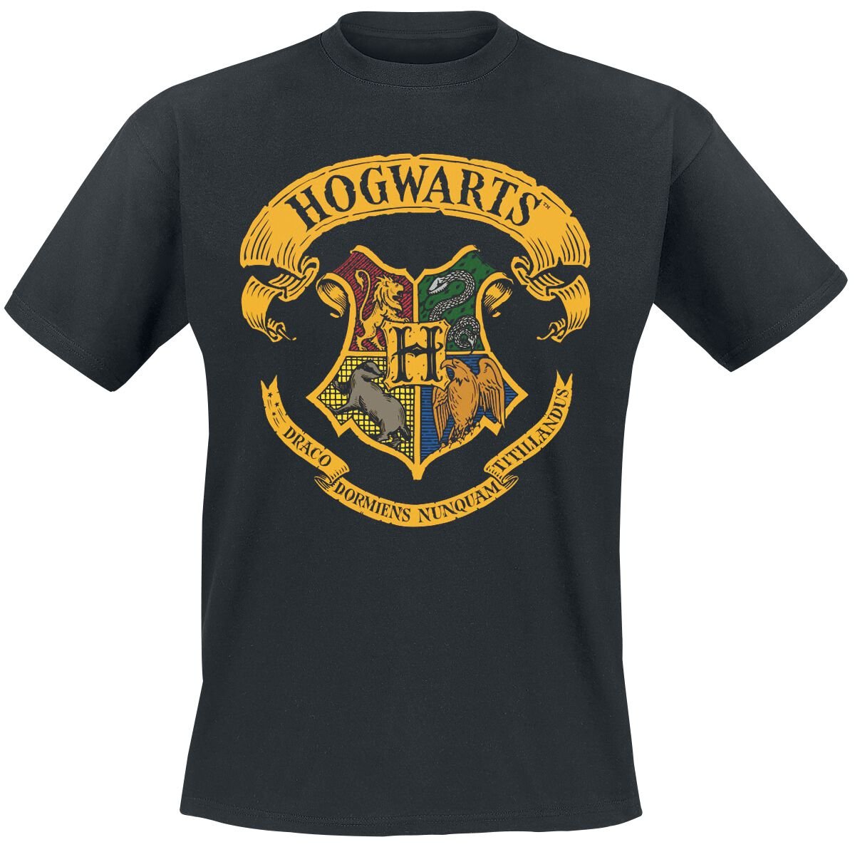 T-Shirt Manches courtes  de Harry Potter - Blason Poudlard - S à 4XL - pour Homme - noir - Harry Potter