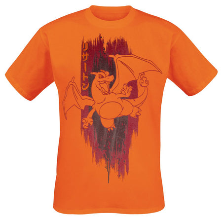 T-Shirt Manches courtes Gaming de Pokémon - Dracaufeu - S à XXL - pour Homme - orange - Pokémon