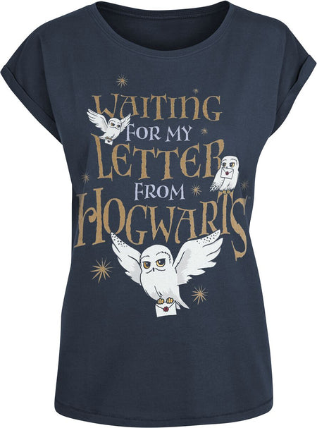 T-Shirt Manches courtes  de Harry Potter - Hogwarts Letter - XS à XXL - pour Femme - bleu foncé - Harry Potter