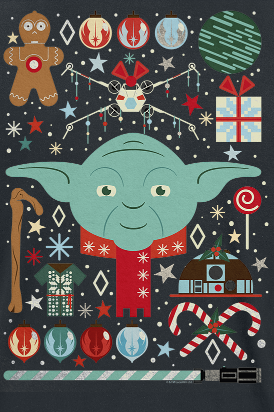 T-Shirt Manches courtes Disney de Star Wars - Yoda Noël - S à XXL - pour Homme - noir - Star Wars - View 2