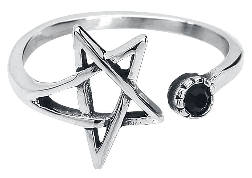 Bague Gothic de etNox - Pentagramm - pour Femme - couleur argent - etNox