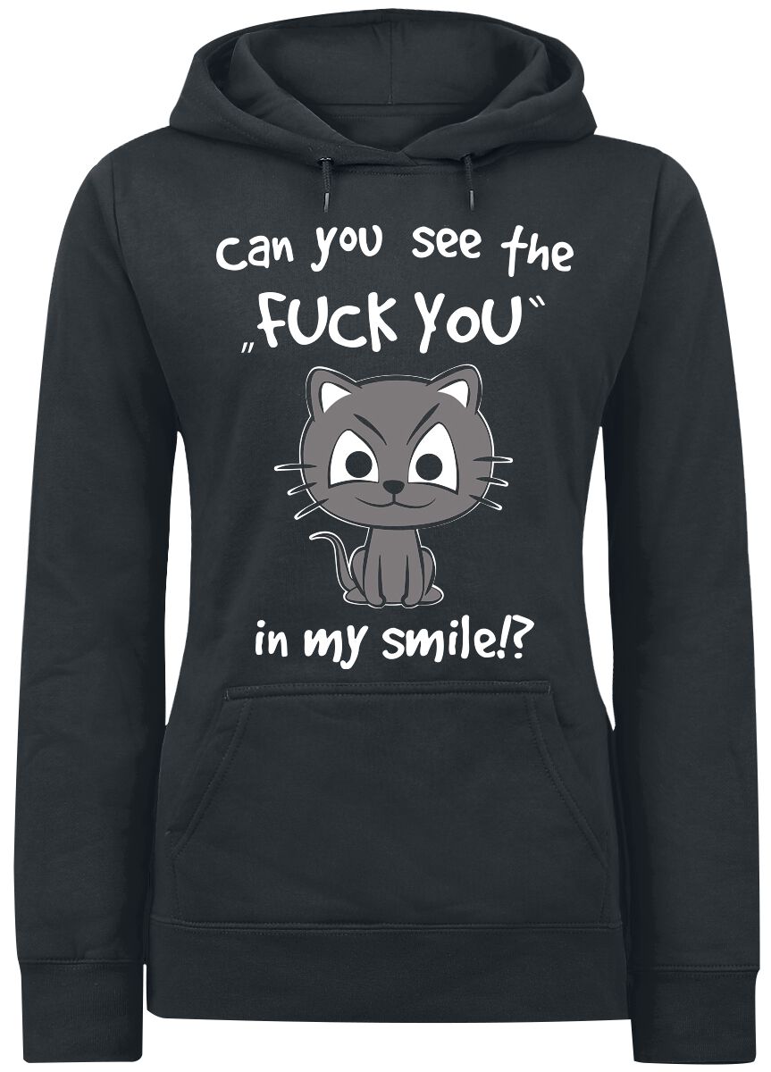 Sweat-shirt à capuche Fun de Tierisch - Can You See The Fuck You In My Smile!? - XS à XXL - pour Femme - noir - Tierisch