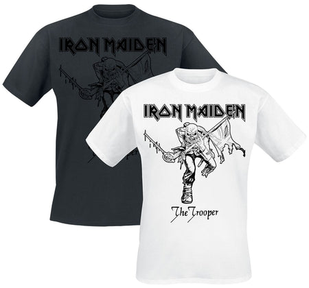 T-Shirt Manches courtes  de Iron Maiden - Trooper - Doppelpack - S à XXL - pour Homme - noir/blanc - Iron Maiden
