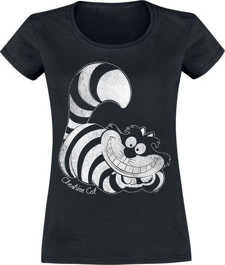 T-Shirt Manches courtes Disney de Alice Au Pays Des Merveilles - Le Chat Du Cheshire - S à XXL - pour Femme - noir - Alice Au Pays Des Merveilles
