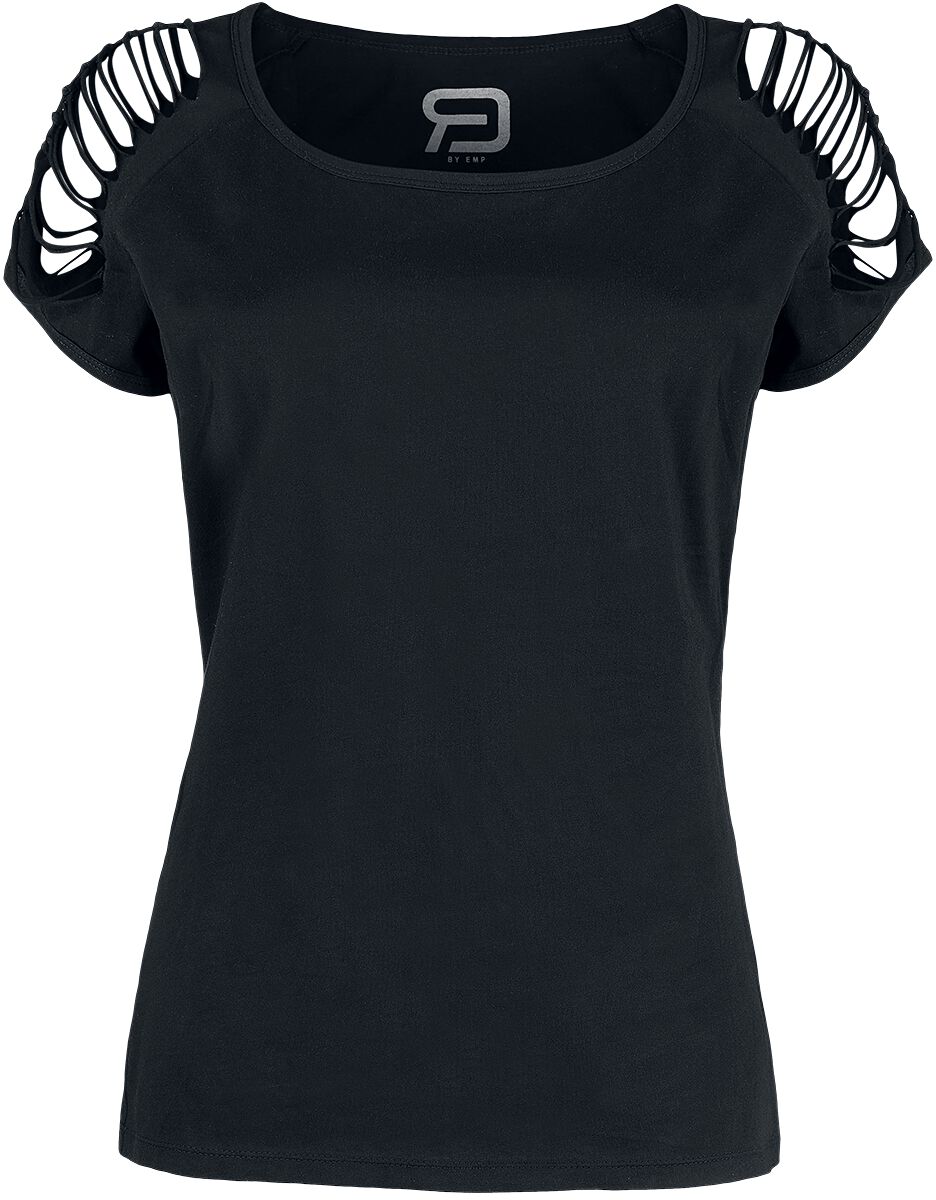 T-Shirt Manches courtes  de RED by EMP - T-Shirt Noir Avec Découpes Sur Les Manches - S à XXL - pour Femme - noir - RED by EMP