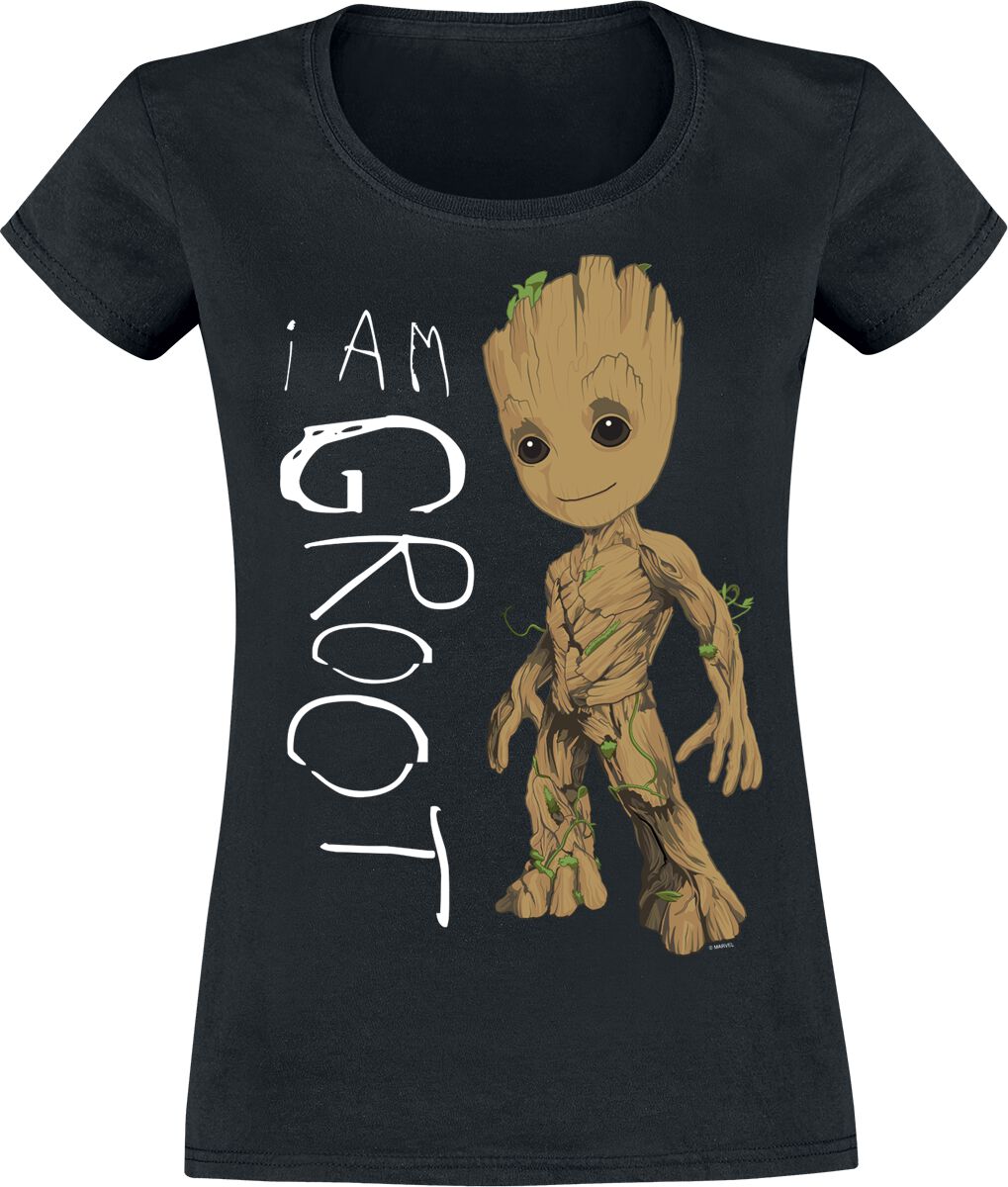 T-Shirt Manches courtes Disney de Les Gardiens De La Galaxie - I Am Groot - S à XL - pour Femme - noir - Les Gardiens De La Galaxie