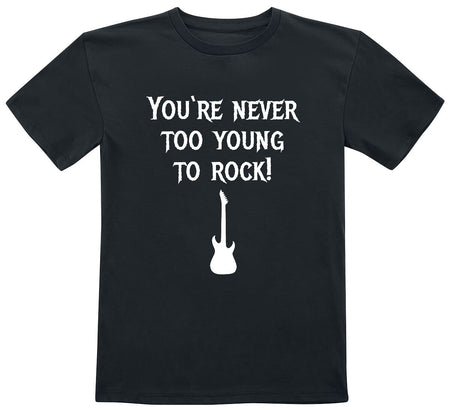 T-shirt Fun de Slogans - Kids - You're Never Too Young To Rock! - 104 à 164 - pour filles & garçonse - noir - Slogans